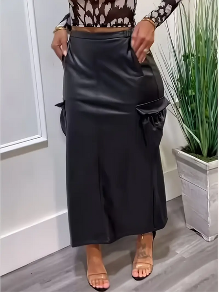 Morchique Faux Leather Cargo Skirt