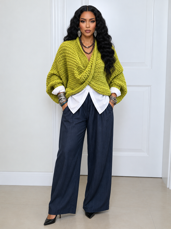 Wrap Cape Knit Sweater