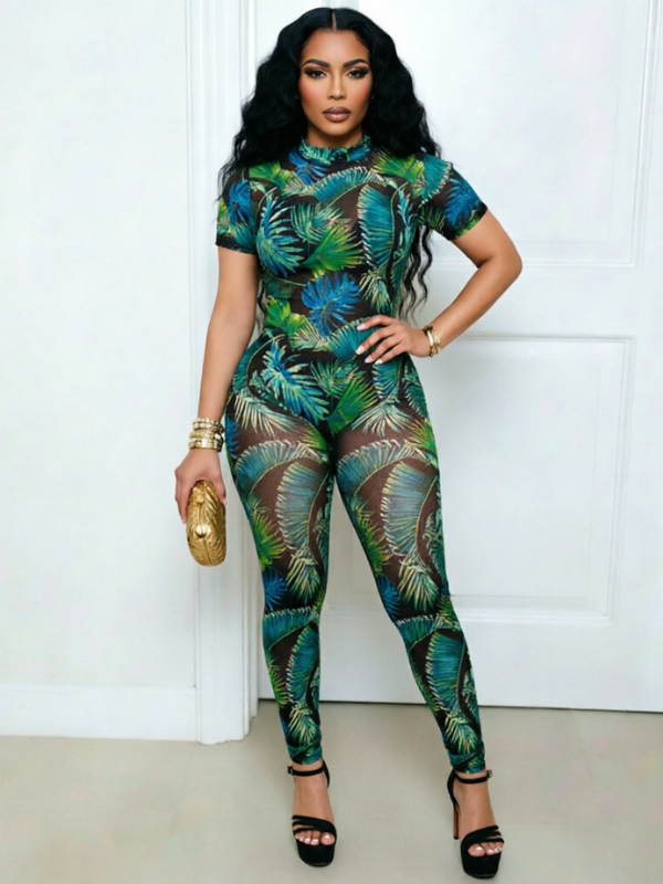 Printed Cut-out Jumpsuit