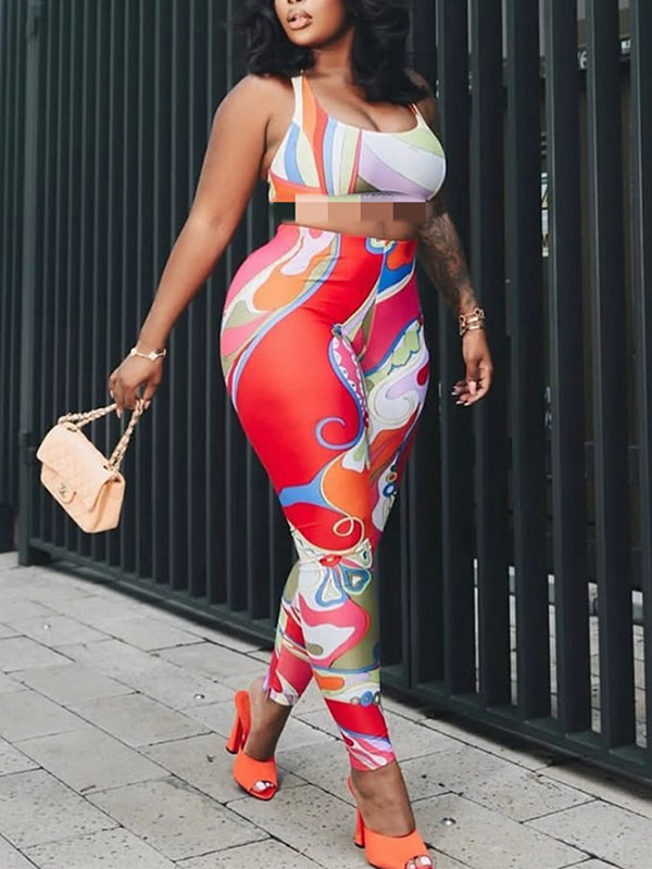Printed Tank Top & Pants Set