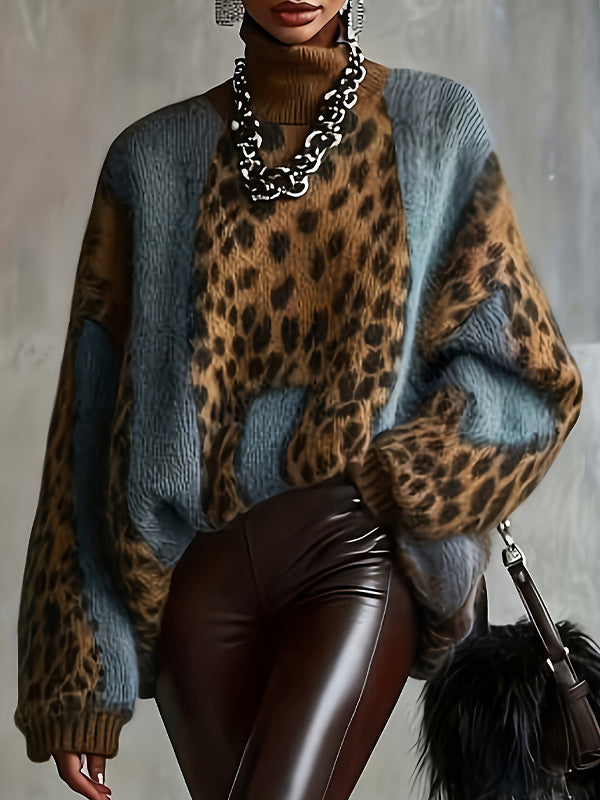 Leopard Turtleneck Sweater