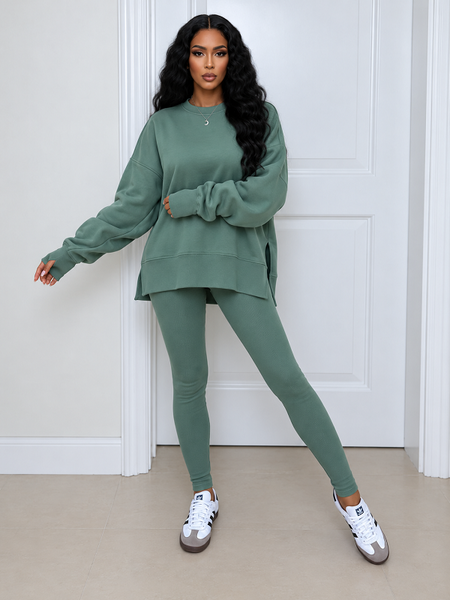 Solid Sweatshirt & Skinny Pants Set