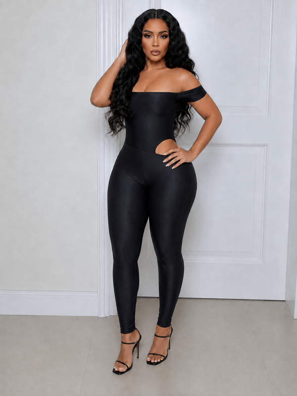 Morchique Solid Off-Shoulder Cutout Jumpsuit