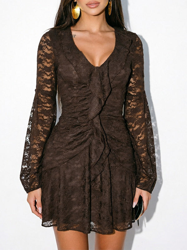 Lace Ruffle Mini Dress