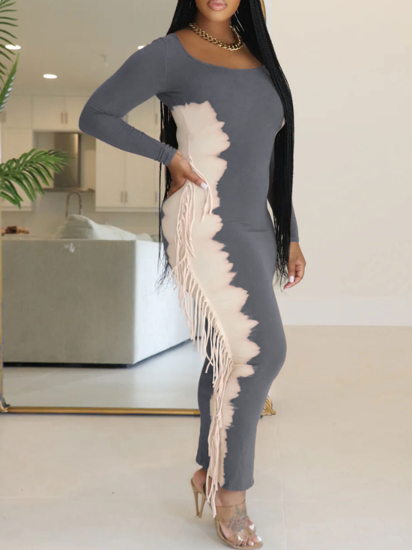 Morchique Fringe Combo Printed Dress