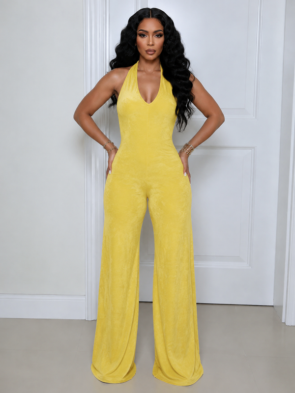 V-Neck Halter Jumpsuit