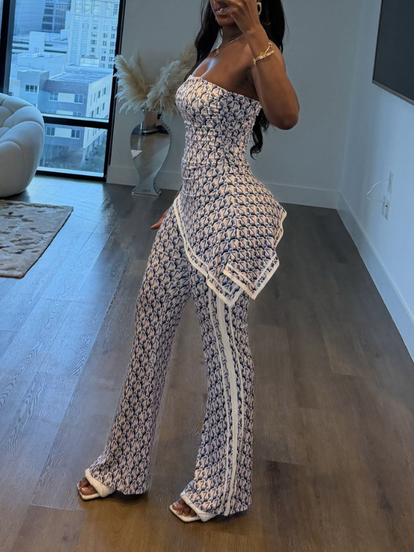 Printed Strapless Jumpsuit