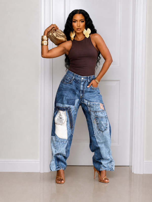 Patch Print Jeans