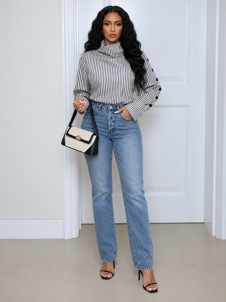 Striped Single-Button Shirt