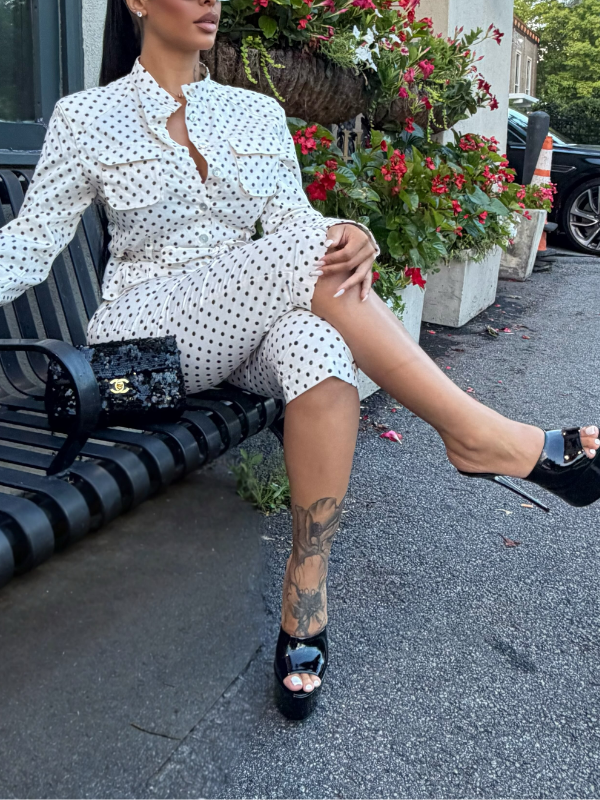 Dot Tied Shirt & Capri Pants Set