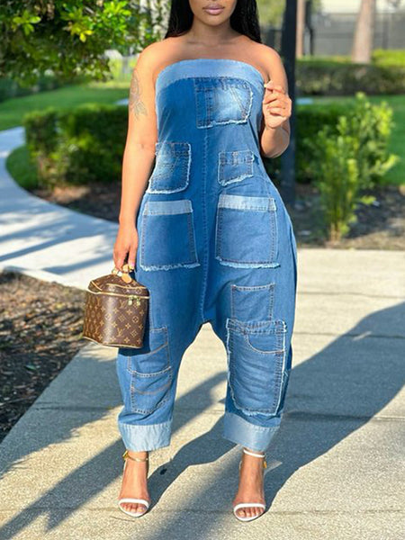 Morchique Strapless Denim Jumpsuit