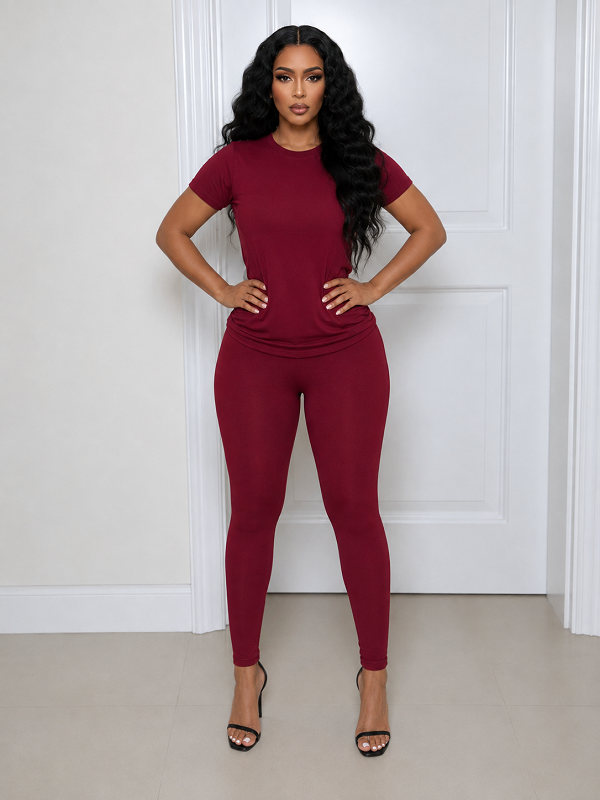 Solid Tee & Pants Set