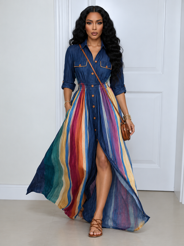 Striped Paneled Dress