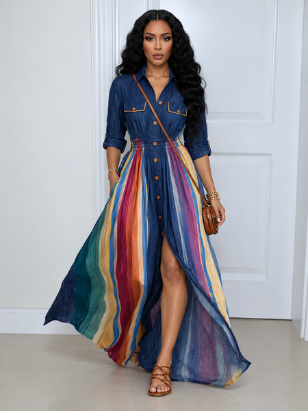Striped Paneled Dress