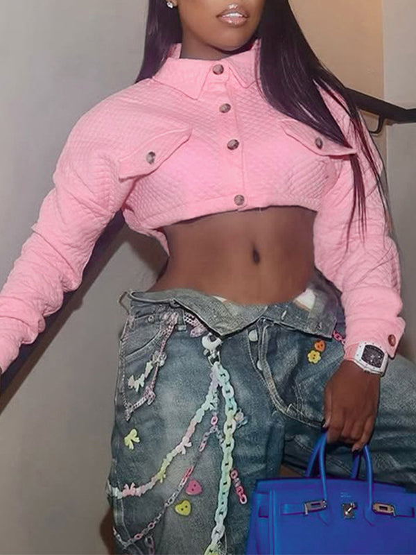 Solid Quilted Cropped Shirt