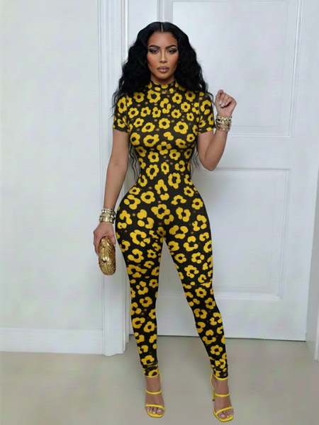 Printed Open-Back Jumpsuit