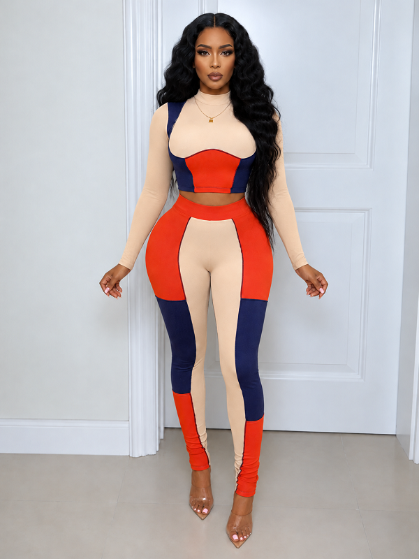 Colorblock Top & Pants Set