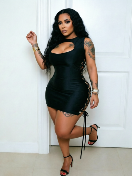 Lace-Up Sleeveless Dress