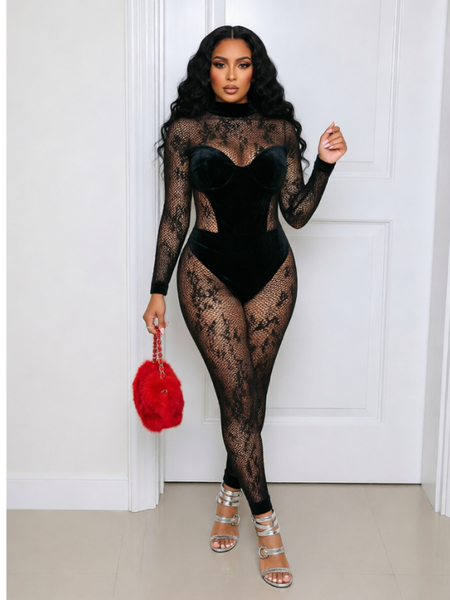 Lace Combo Skinny Jumpsuit
