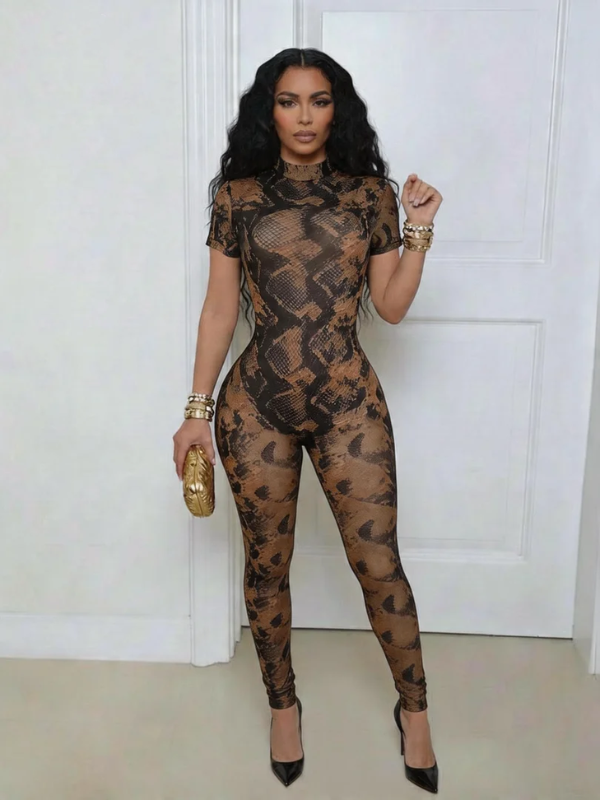 Printed Open-Back Jumpsuit