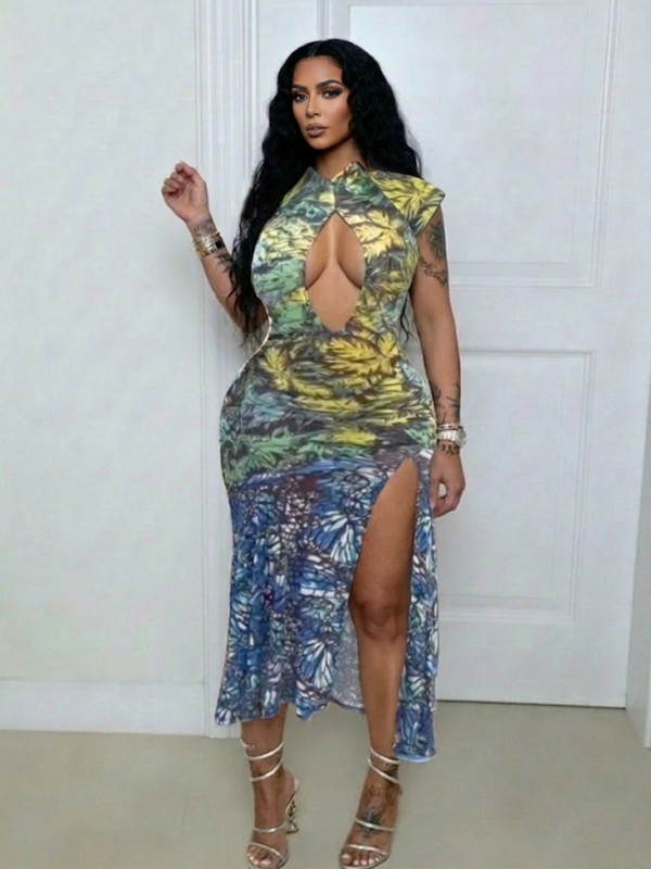 Printed Cut-out  Dress