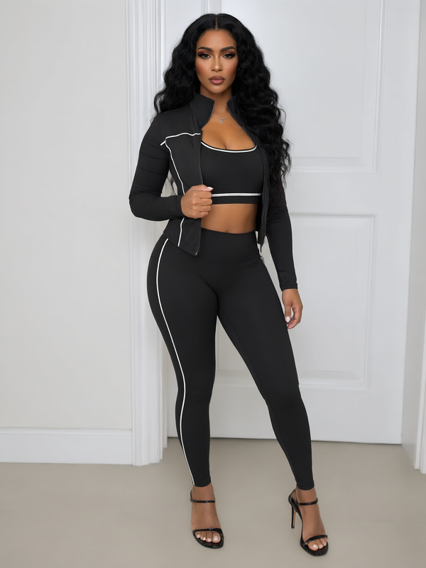 Stripe Jacket 3PC Pants Set