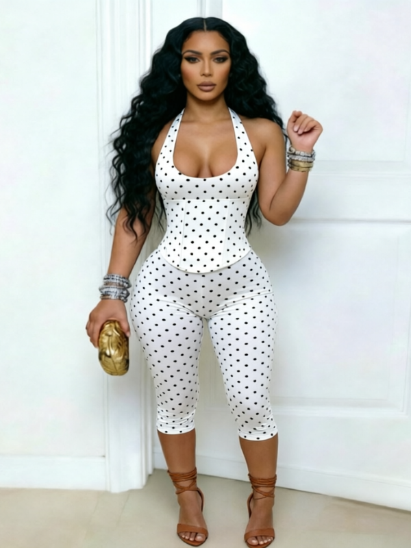 Dot Halter Capri Jumpsuit