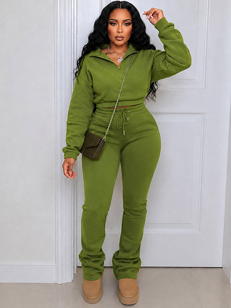 Zip-Front Sweatshirt & Pants Set