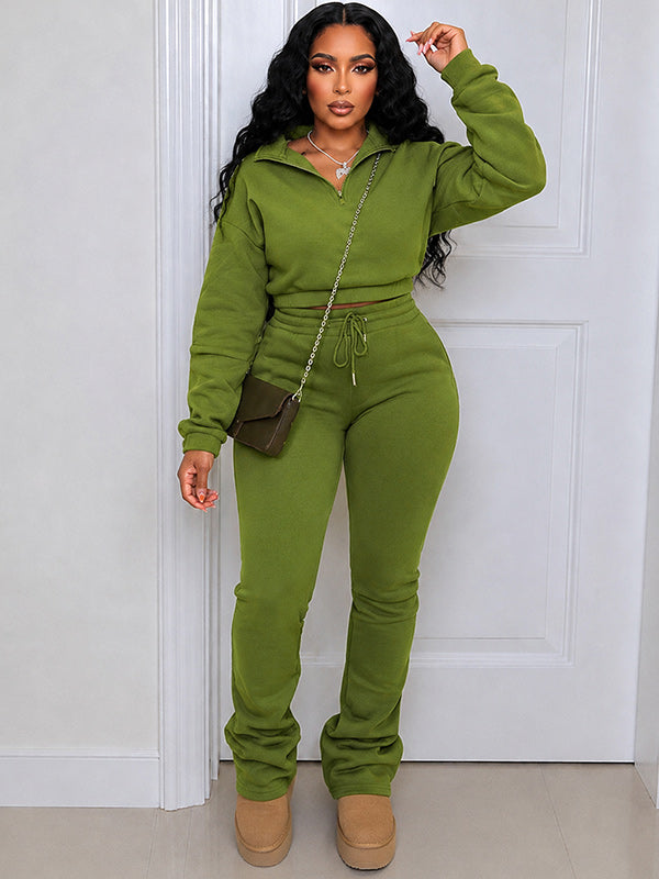 Zip-Front Sweatshirt & Pants Set