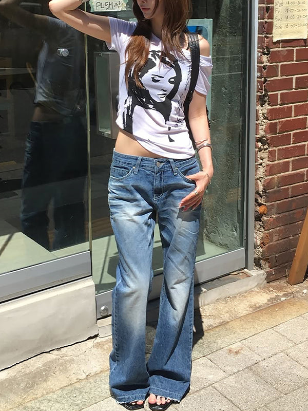 Printed Boat-Neck Tee