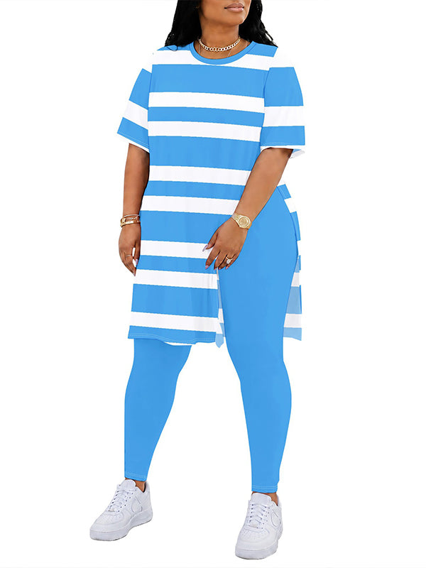 Stripe Side-Slit Tunic Top & Pants Set