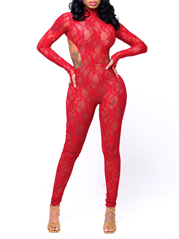 Lace‑Up Backless Jumpsuit