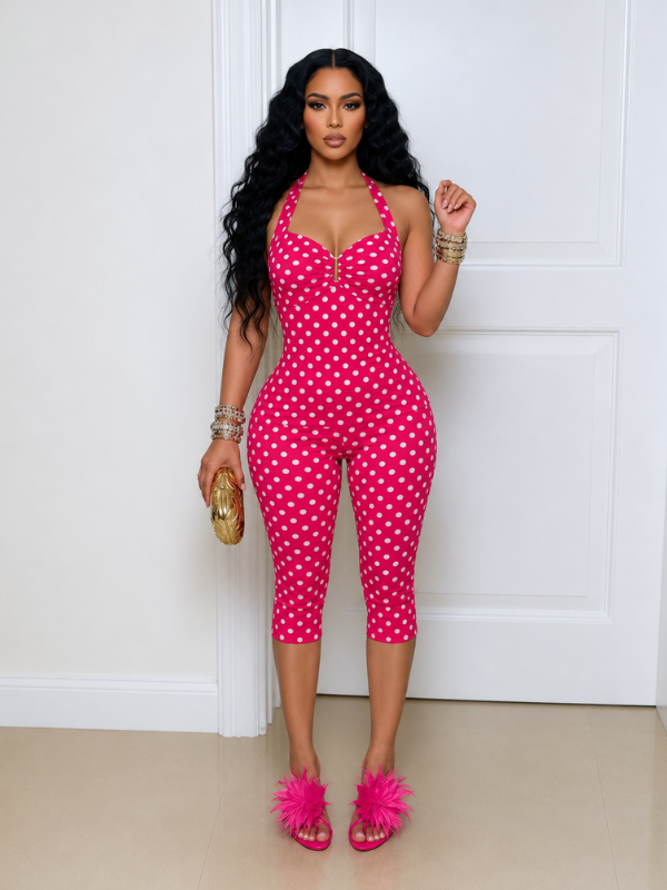 Dot Halter Top & Capri Pants Set