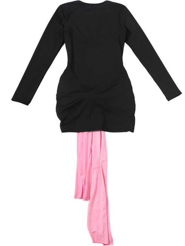 Two-Tone Cutout Bodycon Dress