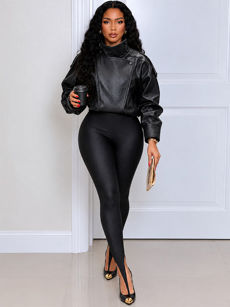 Faux-Leather Moto Jacket