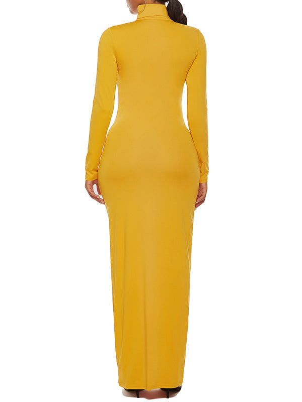 Solid High-Neck Maxi Dress