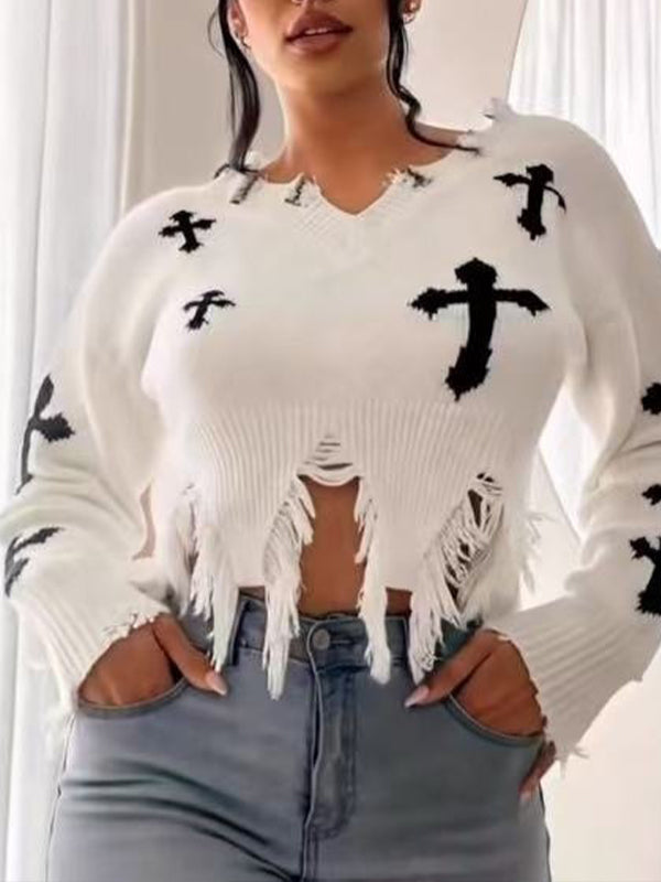 Morchique Floral Distressed Sweater