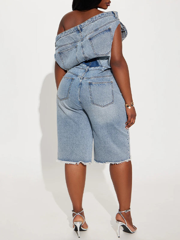 Morchique Boat-Neck Denim Romper