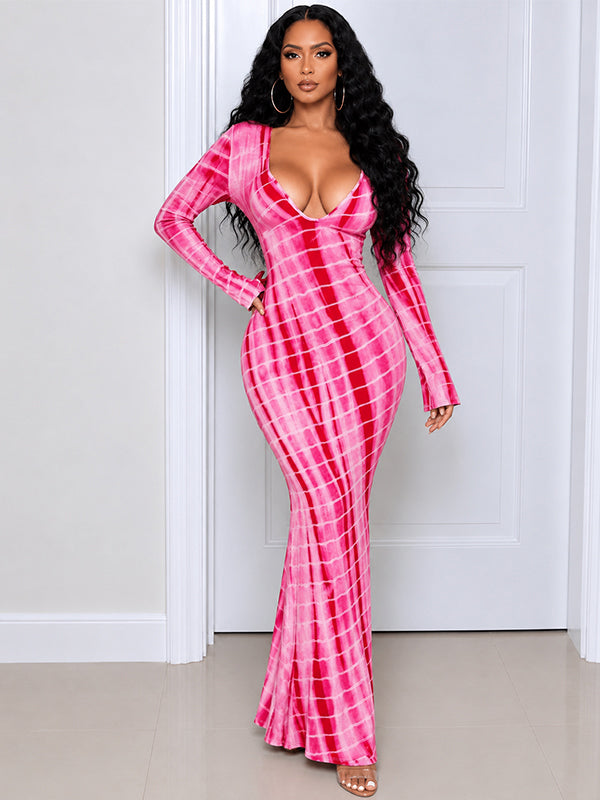 Printed V-Neck Maxi Dress