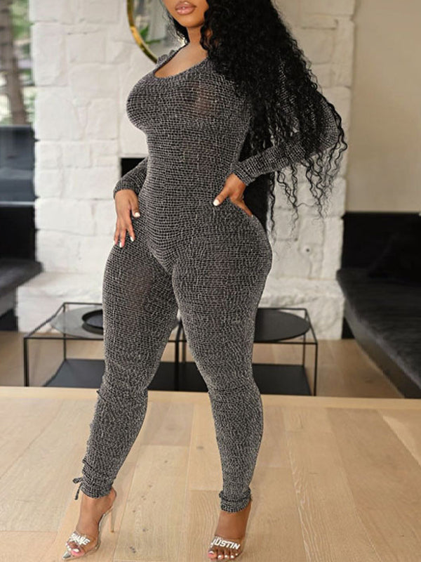 Lace-Up Skinny Jumpsuit