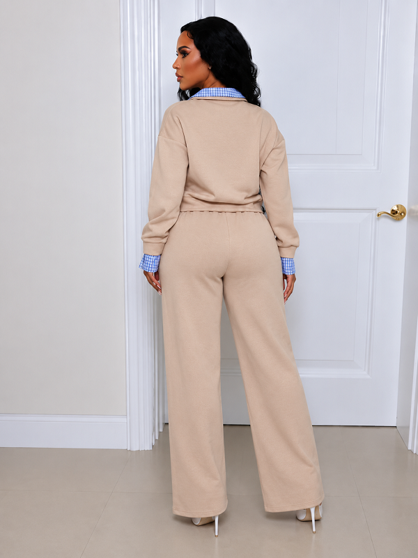 Plaid Combo Sweatshirt & Pants Set