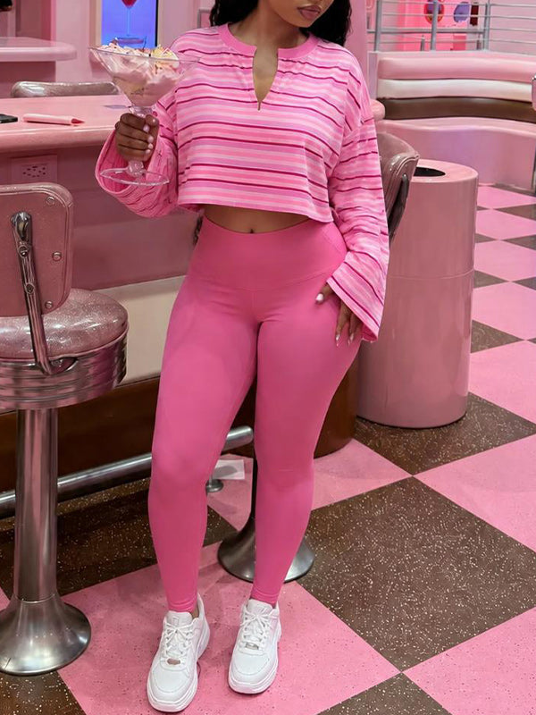 Stripe Cropped Top & Skinny Pant Set
