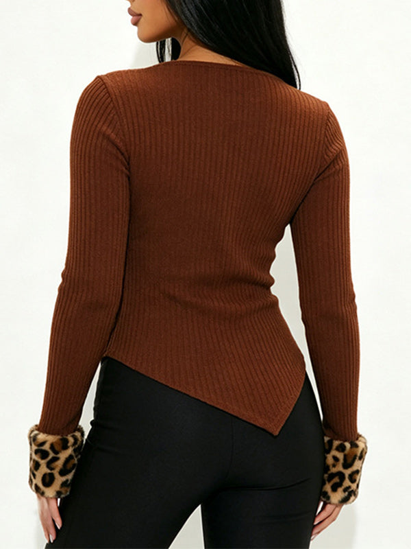 Knit Leopard Cuff Top