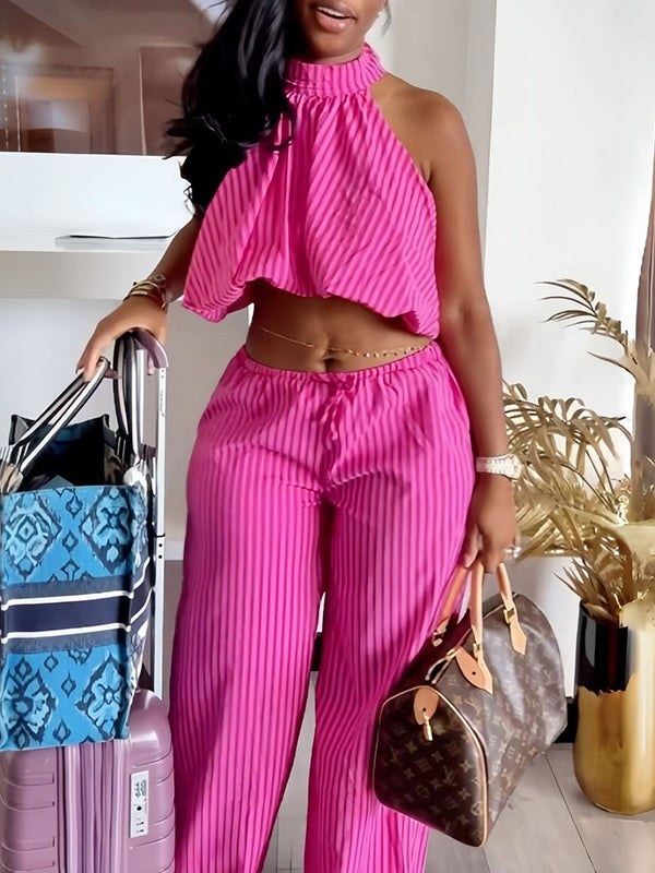 Stripe Halter Top & Pants Set
