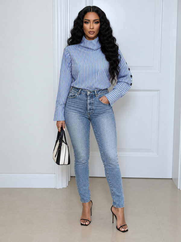 Striped Single-Button Shirt