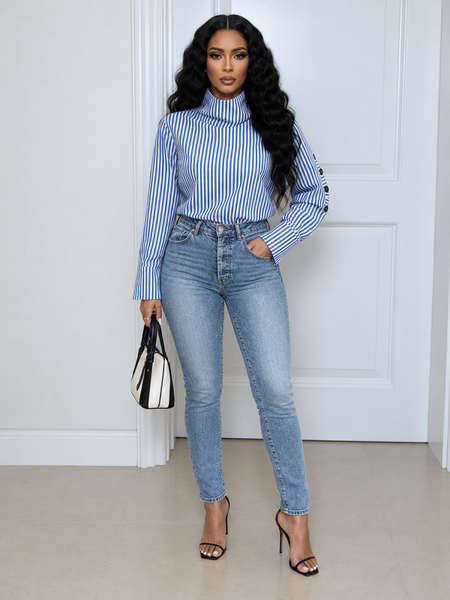 Striped Single-Button Shirt