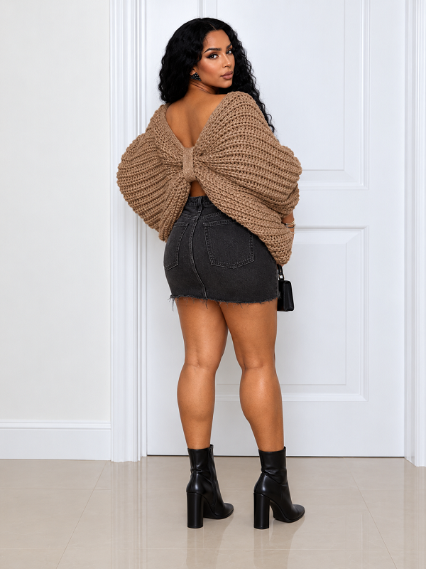 Batwing Knit Cape Sweater