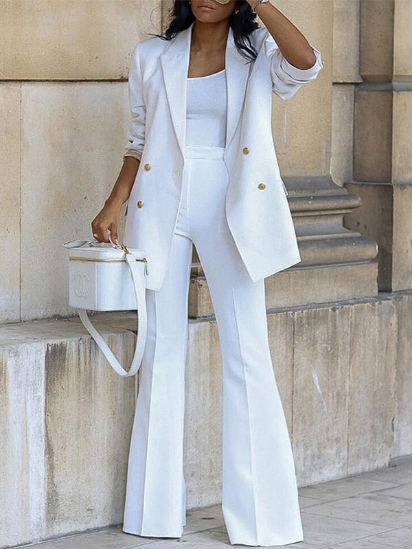 Solid Blazer & Pants Set