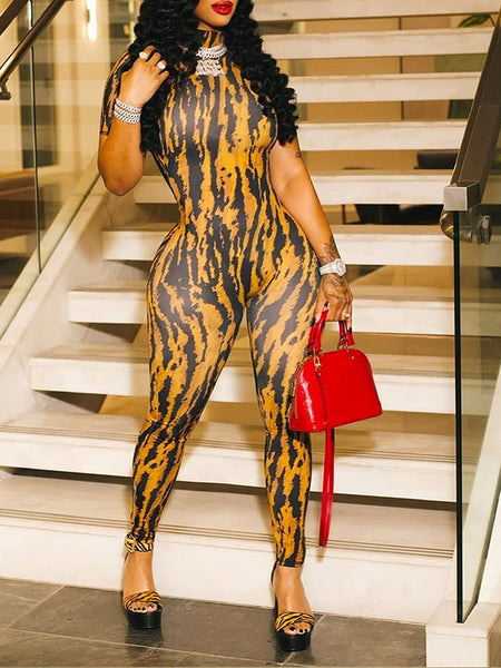 Printed Open-Back Jumpsuit