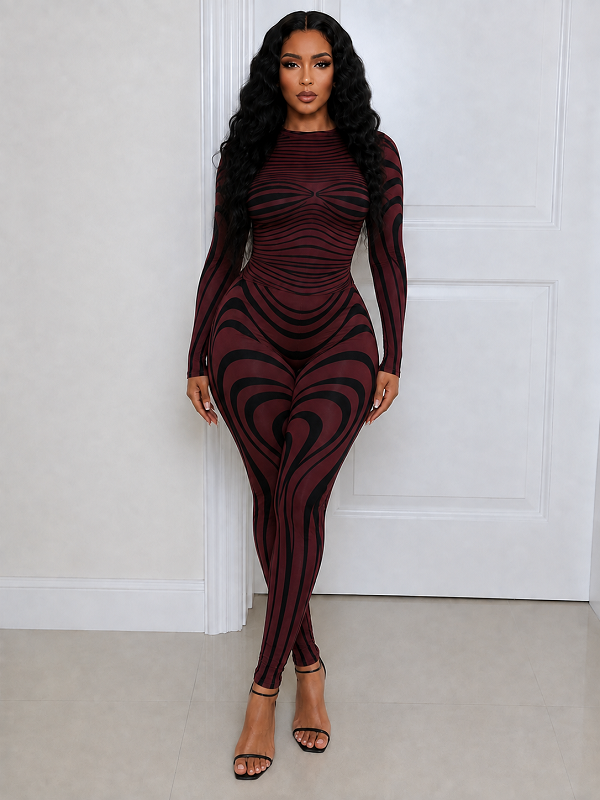 Printed Sheer Pants Set